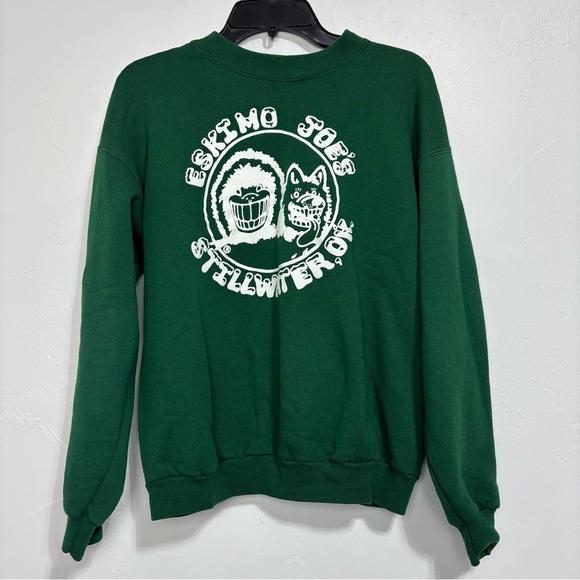 Eskimo Joes VTG Hanes Green Sweatshirt Adult Medium Stillwater Cotton Blend - Picture 1 of 12